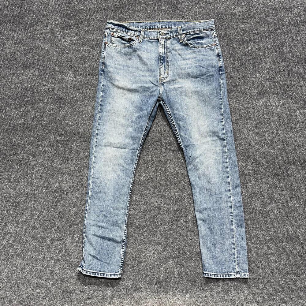 Levis 511 Jeans Mens 38x32 Light Wash Blue Slim Fit Tapered Denim Faded Zip Fly